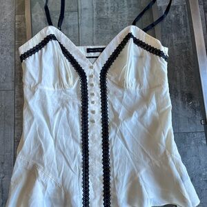 The Limited White silk cotton Cami with Black Lace detail
